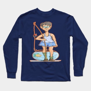 Man fishing in fish tank fish color Long Sleeve T-Shirt